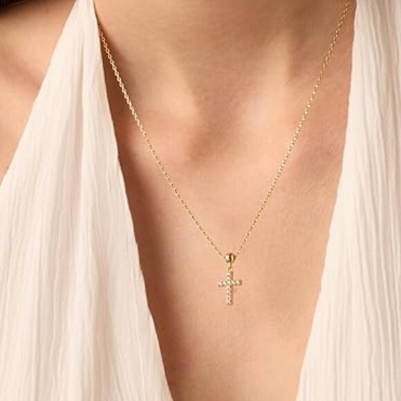 Neiman Marcus 14K Gold Plated Cross Necklace - Picture 3 of 4